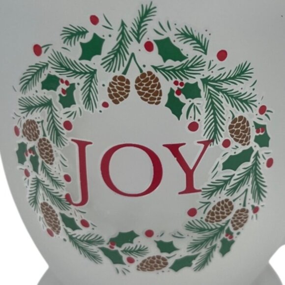 Holiday Style Frosted Glass Mug Joy Wreath Design 14.6 Fl Oz New - Picture 3 of 6